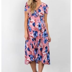 Pink Hibiscus Floral Maternity/Nursing Dress